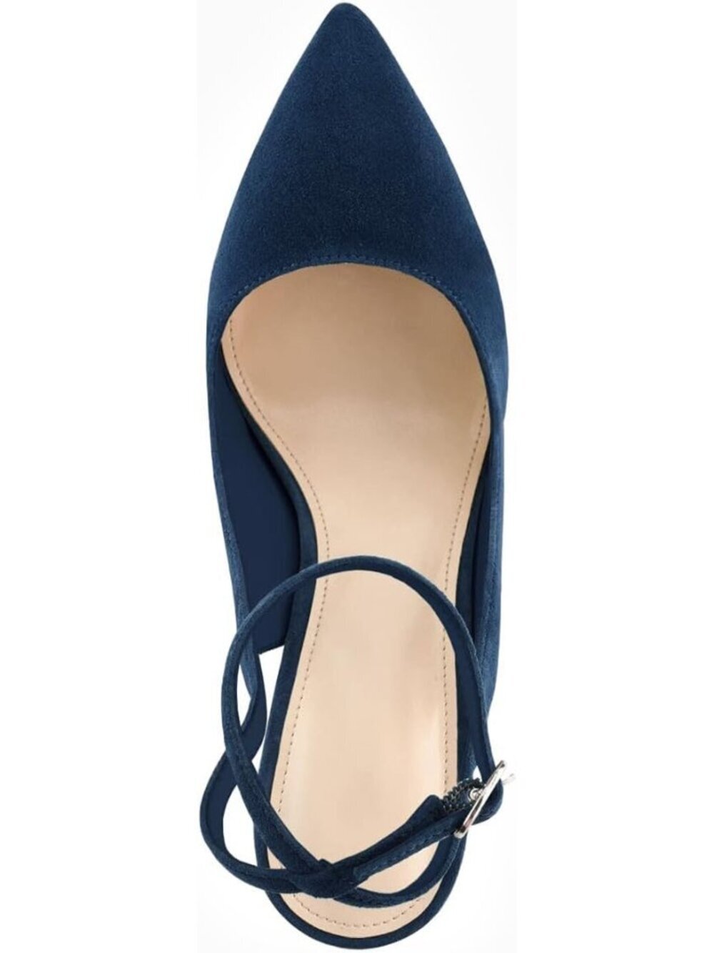 Women's Blue Strap Heels Pointed Toe Pumps Shoes Slingback Wedding Dress Shoes - Picture 4 of 5